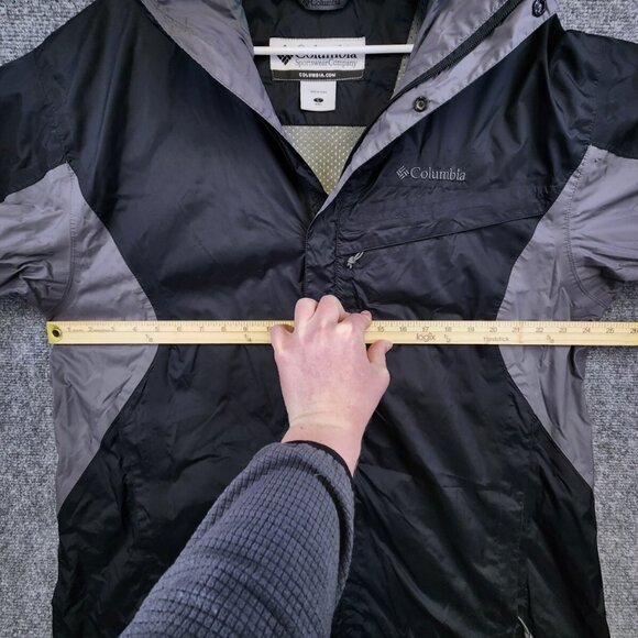 Columbia Men's Large Black & Gray Full Zip Windbreaker Jacket Mesh Lining Snap - Picture 4 of 16